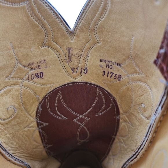 Vintage Justin Men 10.5D Exotic Alligator Belly Leather Cowboy Western Boots USA - Picture 8 of 16